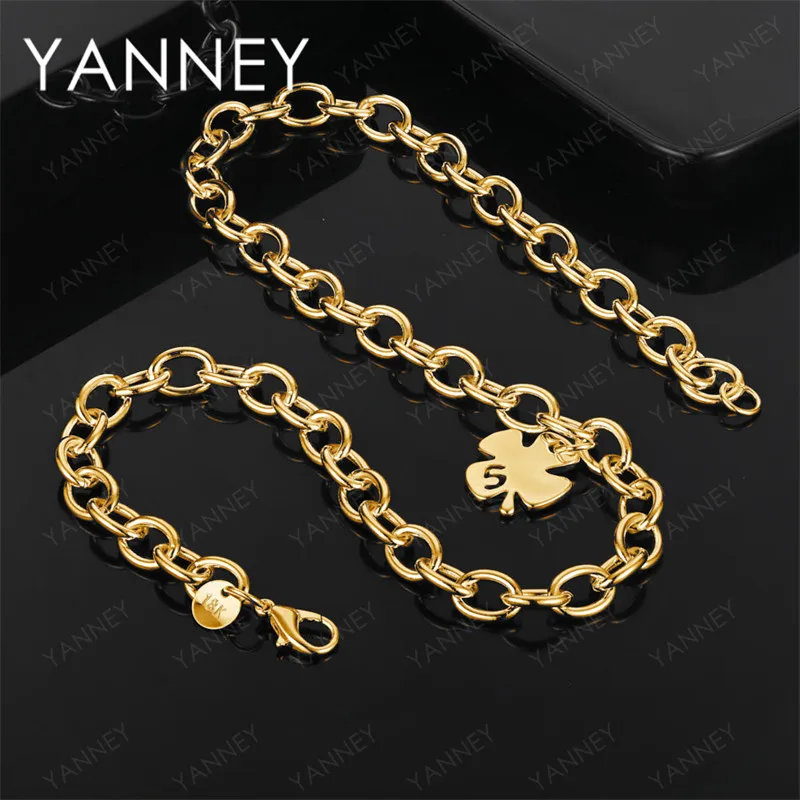 

Изысканное ожерелье из стерлингового серебра 925 пробы, золото 18 карат с четырьмя лепестками клевера, подходящее для женских аксессуаров для вечеринок, подарок, свадебные украшения