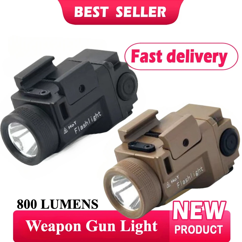 Luz táctica de pistola de Metal, 800 lúmenes, luz para arma Airsoft, compatible con riel Picatinny de 20mm, potente linterna estroboscópica para pistola