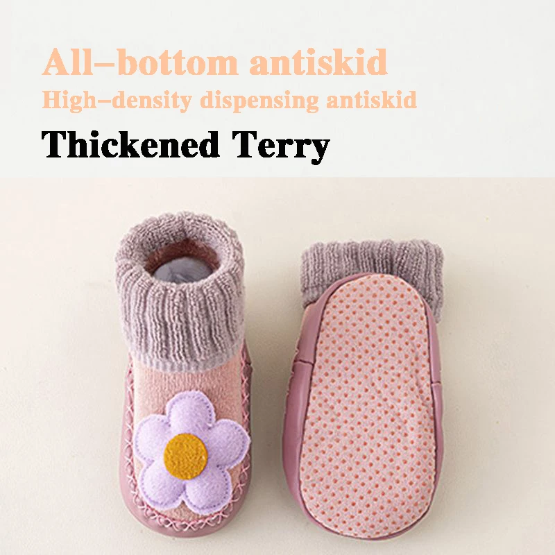 Cute Cartoon Animal Baby Shoes Foot  Floor Socks For Boy Girl Winter Soft Cotton Anti Slip Soled Newborn Toddler First Walkers