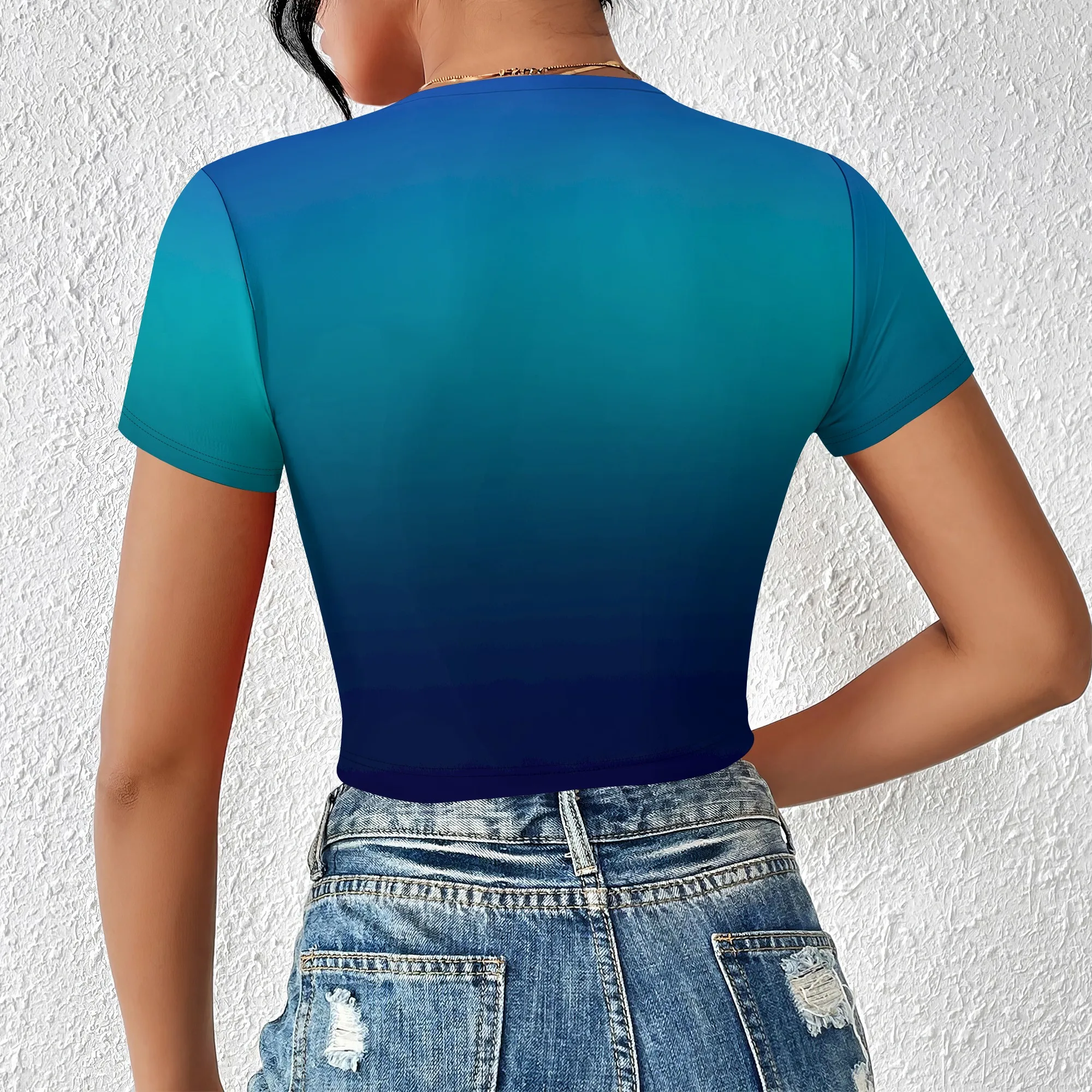 

Women's Sexy Tie Up Crop Top Short Sleeve Deep V Neck Casual Basic T Shirt