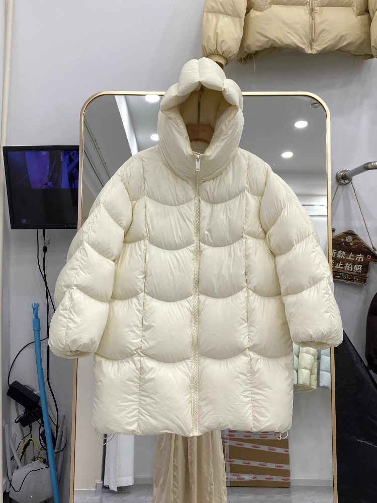 

Women Down Jacket Cloud Puff Winter Clothes Women's Thickened Warm Loose Parker Fashion Hooded White Duck Puffer Coat Ladies