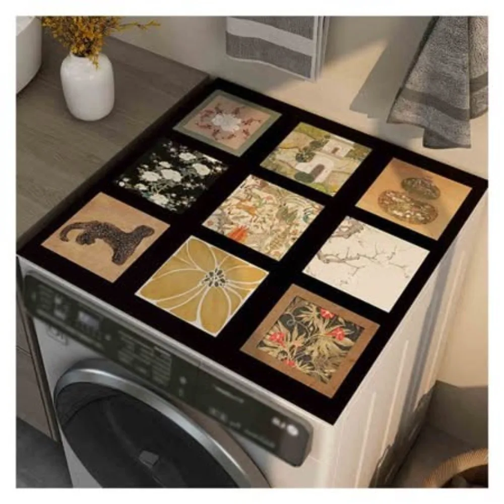Espresso Machine Pad Pastoral Floral Grid Spill Resistant Rubber Support Kitchen Table Buffet Dinner Ware Drainage Carpet