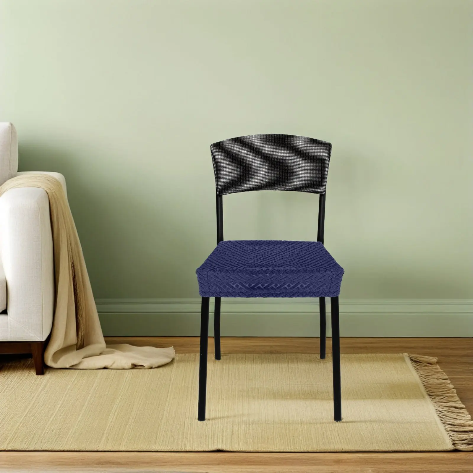 

Эластичный прямоугольный чехол для стула: для туалетного столика, обеденного стула, барного стула, стула для барной стойки. Моющийся, тянущийся, облегающий чехол на сиденье.