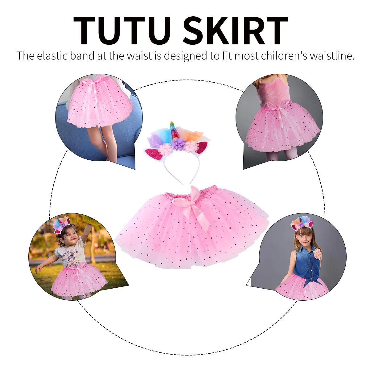 1 Juego de falda tutú para niños, Material de gasa suave, diseño de malla multicapa, cintura elástica, disfraz de escenario para fiesta de Carnaval y Halloween