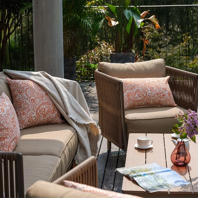 مجموعات أثاث الفناء الخلفي طقم حديقة أثاث أريكة مقطعي طقم أريكة خارجي مع طاولة
