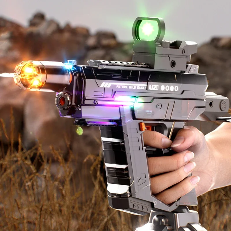 New UZI Triple Function Dual-mode Colorful Artillery Automatic Water Suction Hand-operated Electric Water Gun Toys