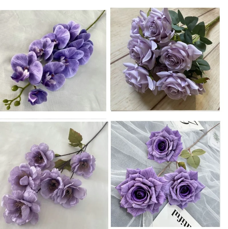 Wedding Decor Rose Purple flower artificial Peony Orchid row road guide Hydrangea flower silk flower