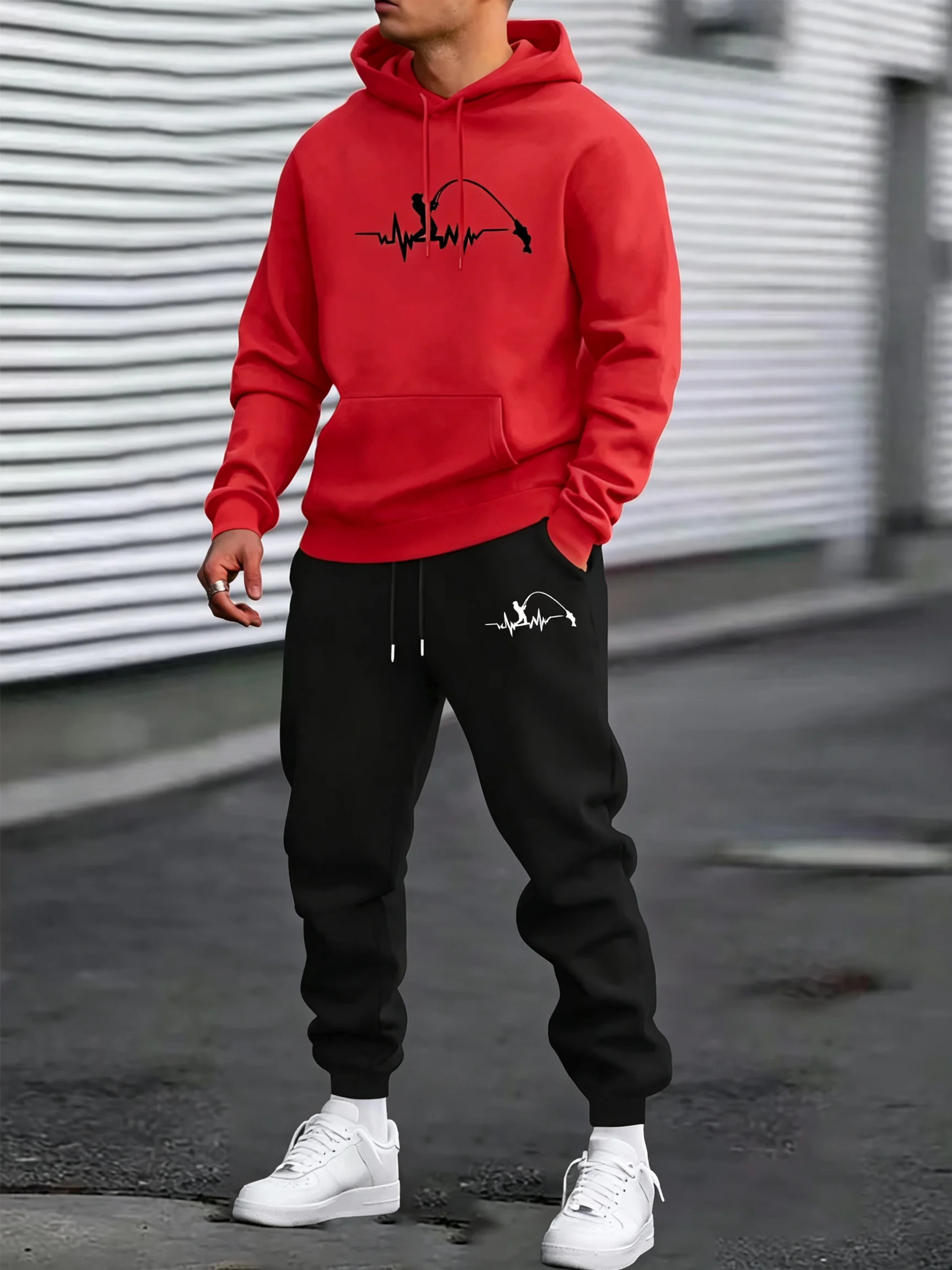Men's casual sports outfit - F - Fishing Hoodie ulasan dan harga