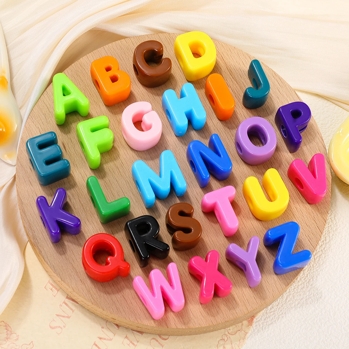 26pcs new acrylic A-Z English letter straight hole beading DIY casual shoe buckle handmade jewelry accessories holiday gifts