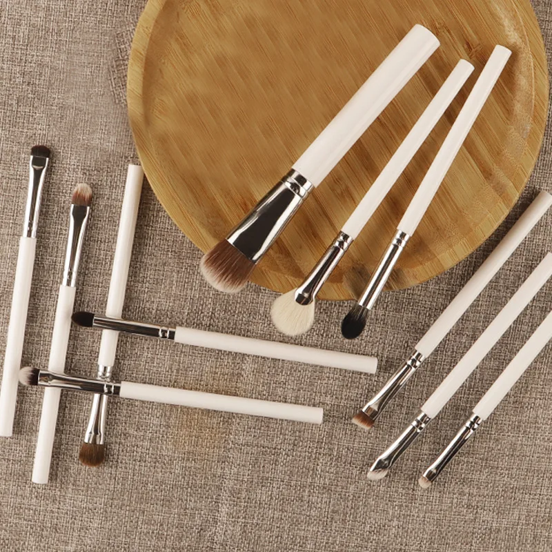 مجموعة فرش مكياج احترافية 10 في 1 - مجموعة فرش تحديد العيون والحاجب مع شعيرات صناعية ناعمة مناسبة للسفر