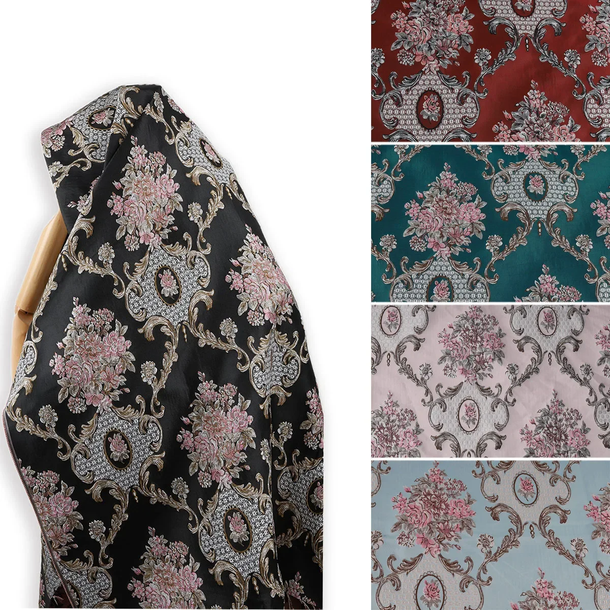 Aulic Pattern Brocade Fabric Damask Jacquard Garments Clothes Thick Upholstery Fabric By Yard