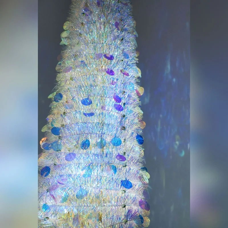 2026 New Collapsible Laser Colorful Telescopic Christmas Tree, Retractable Xmas Tree for Wedding Party Holiday Home Decoration
