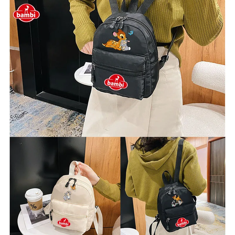 

2024 Bambi Mini Cartoon Women's Backpack New INS Style Trendy Lovely Bag Teen Girls Simple Bags Convenient Commuter Backpacks