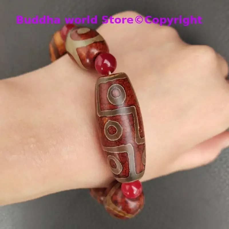 GOOD GIFT Efficacious Amulet Greco-Buddhist pocket travel Safety Prayer Mantra Tibet Buddha gZi Beads TIAN ZHU agate bracelets