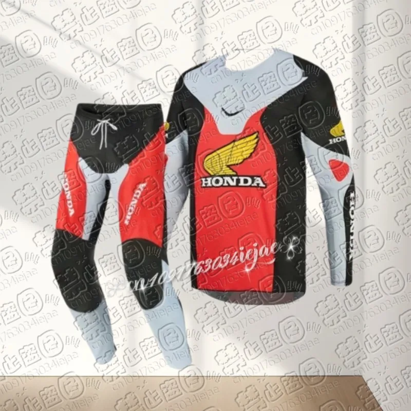 

Мотоциклетный трикотаж Honda с длинными рукавами для гонок и верховой езды, футболка, быстросохнущая дышащая одежда, внедорожный велосипед, горный костюм