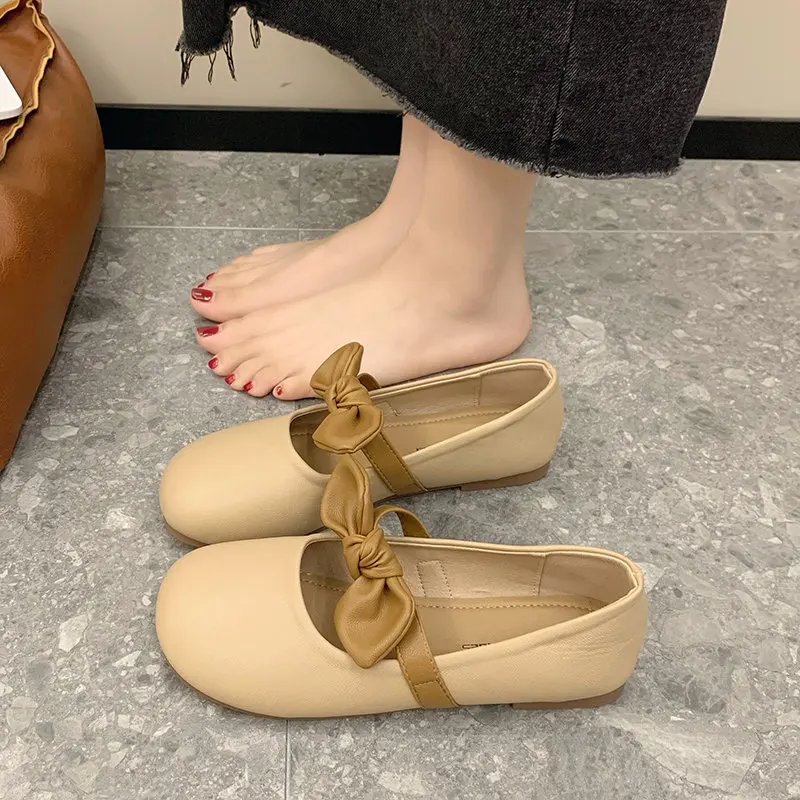 Bow-Knot Shoes Woman Comfortable And Elegant Female Footwear Slip-on Butterfly New Summer Moccasin Dress Slip On Mary Janes