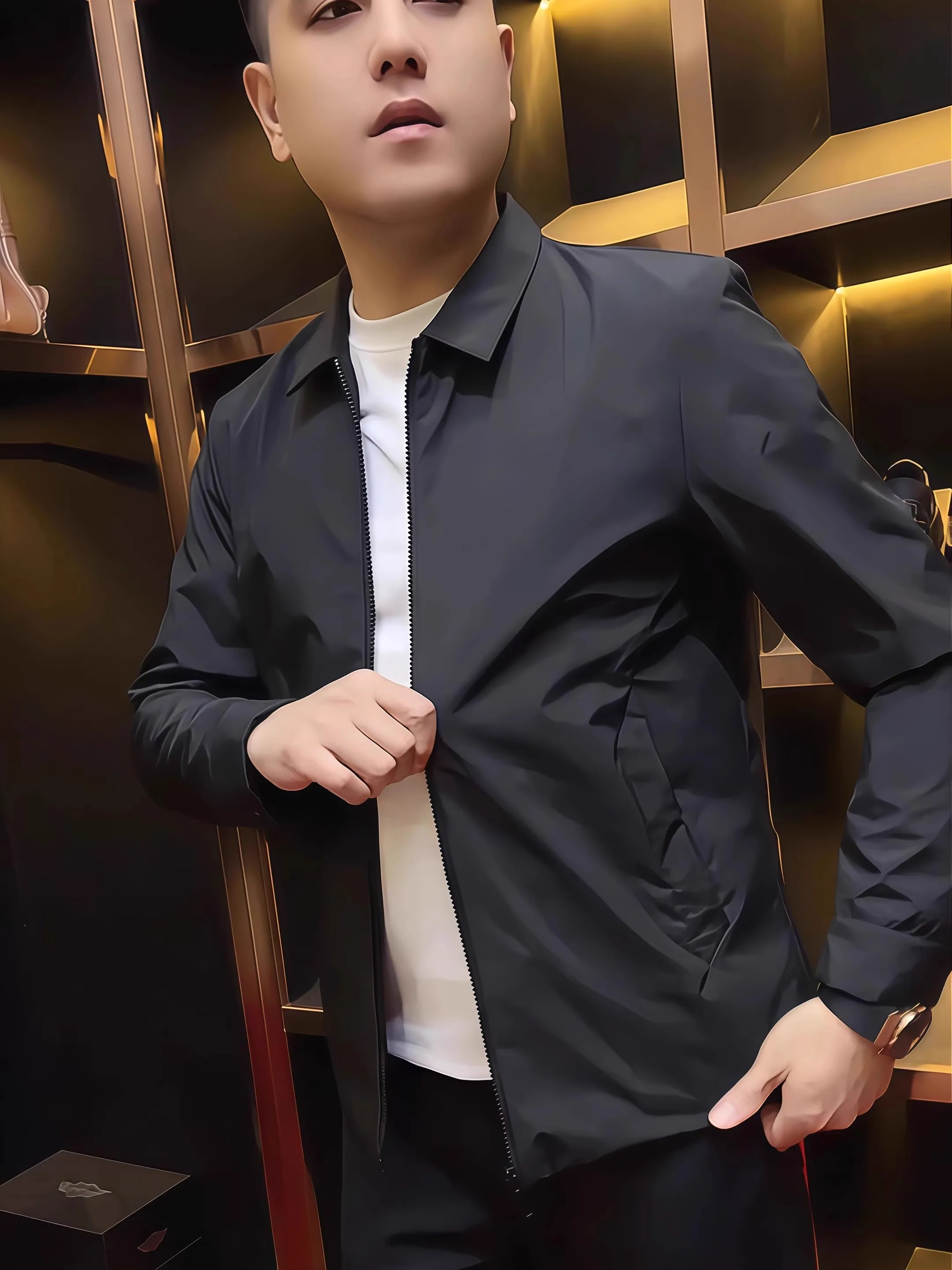 

Повседневная мужская куртка с капюшоном, весенне-осенняя универсальная верхняя одежда для отдыха, с декоративной молнией, ветрозащитная, из полиэстера