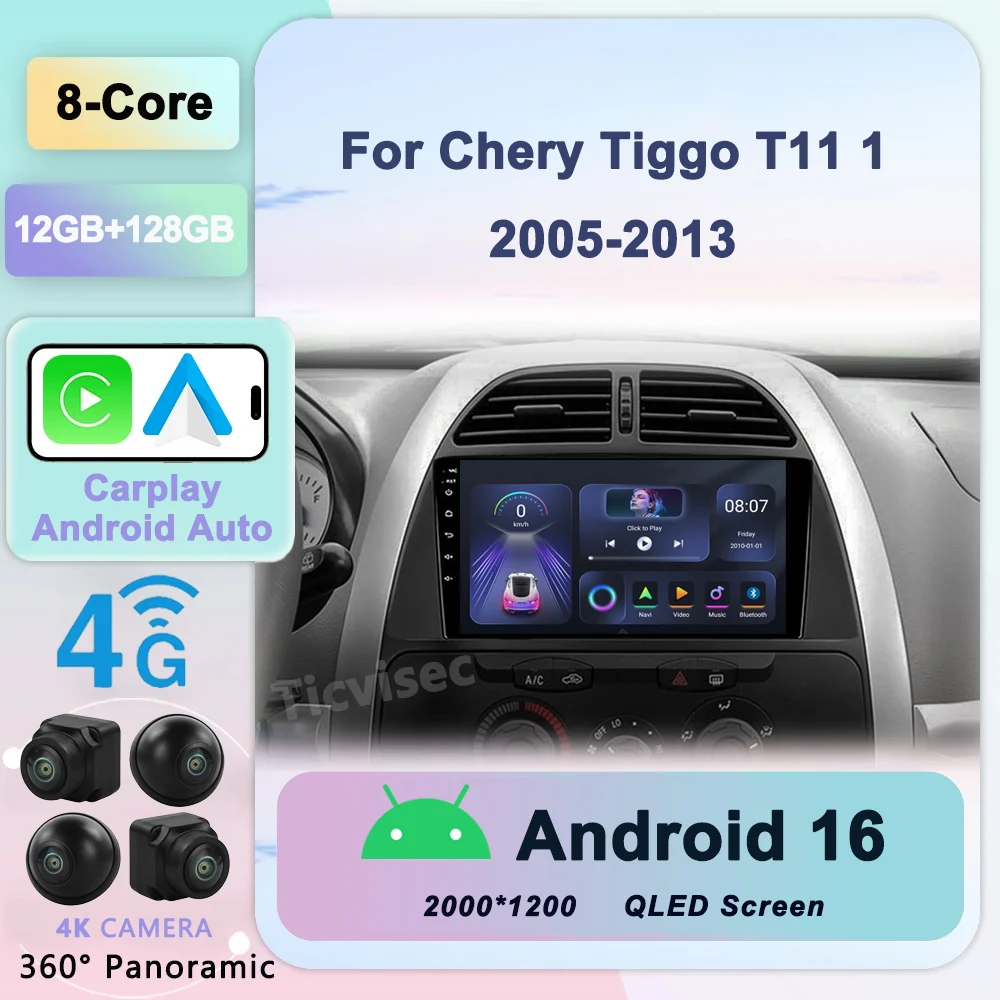 

Android 16 Car Radio For Chery Tiggo T11 1 2005-2013 Car Radio Multimedia player GPS 2 din Android Autoradio CarPlay Auto Radio