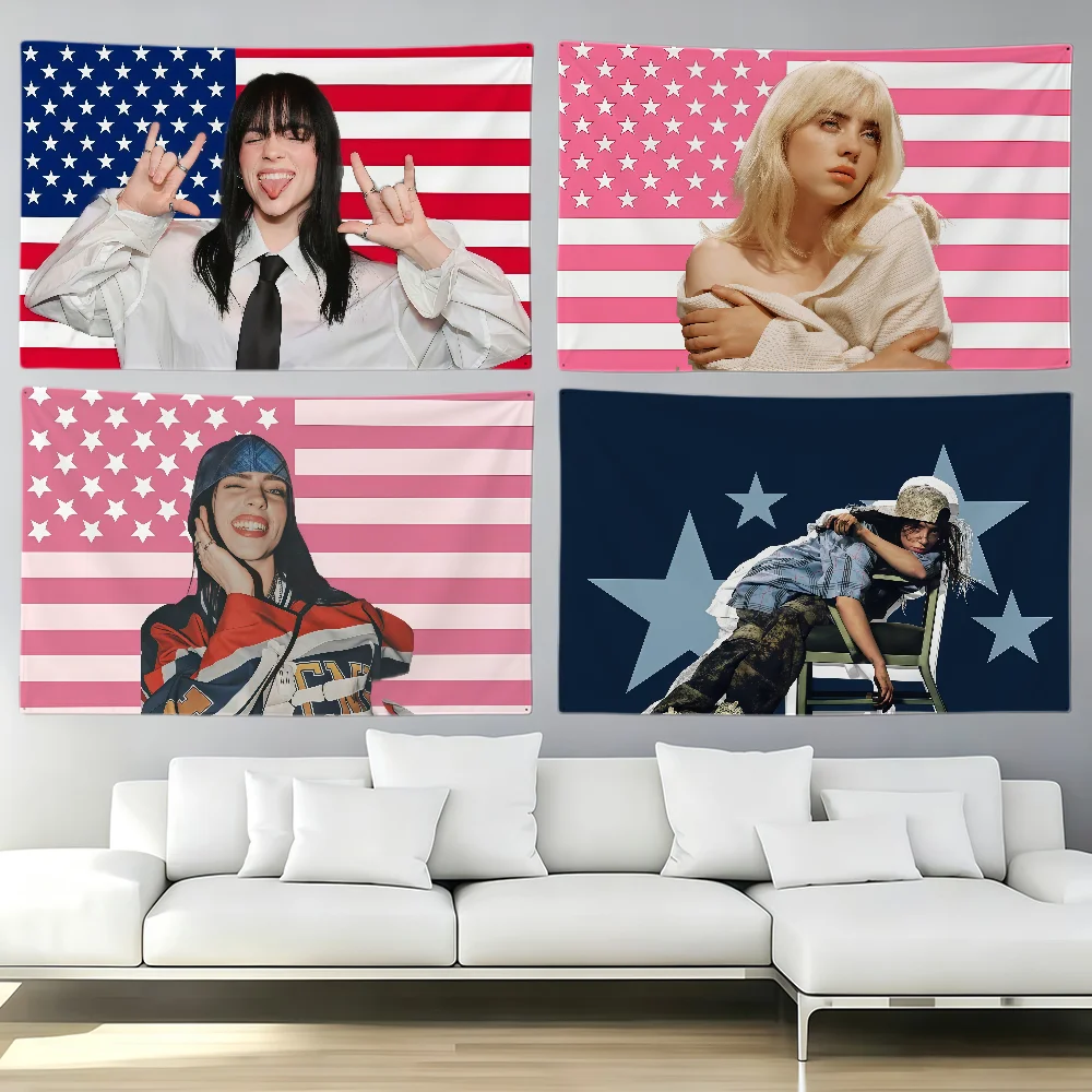 singer-B-billie E-eilish flag Party Club Outdoor Interior Wall Decoration Banner Fans Gift Print Decor flag