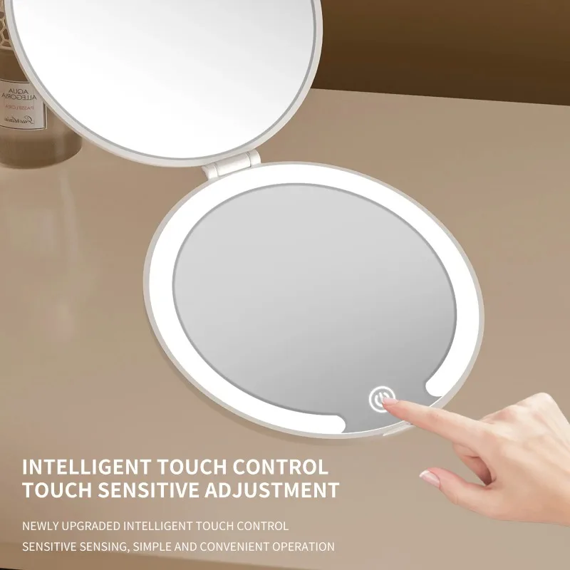 Xiaomi Youpin Мини Портативное Складное Дорожное Зеркало Светодиодная Подсветка Зеркало Для Макияжа 10-кратное Увеличение Двустороннее Красота Круглое Зеркало Для Макияжа