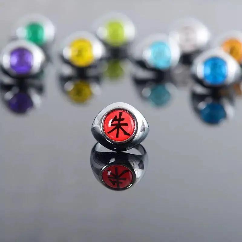 Naruto Anime Figure Akatsuki Uchiha Itachi Pain Konan Metal Ring Cosplay Jewelry Accessories for Fans Collectibles Prop