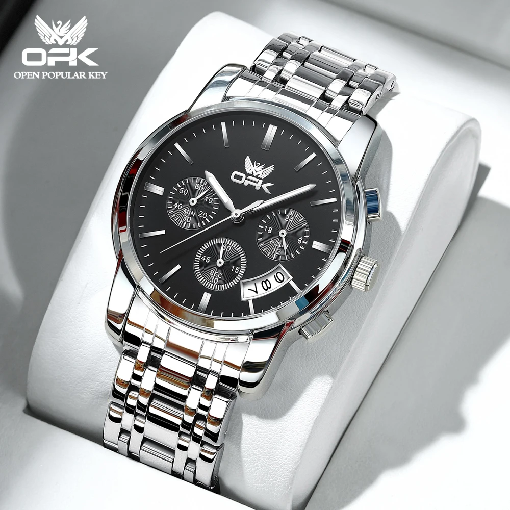 

OPK 6051 часы для мужчин, классический модный хронограф с автоматической датой, водонепроницаемые светящиеся мужские наручные часы, оригинальные кварцевые мужские часы