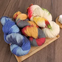 Rendering Segment Dyed with Colorful Wool Yarn, Colorful Rainbow Thread, Hand Woven Sweater, Scarf, Hat, Glove Yarn