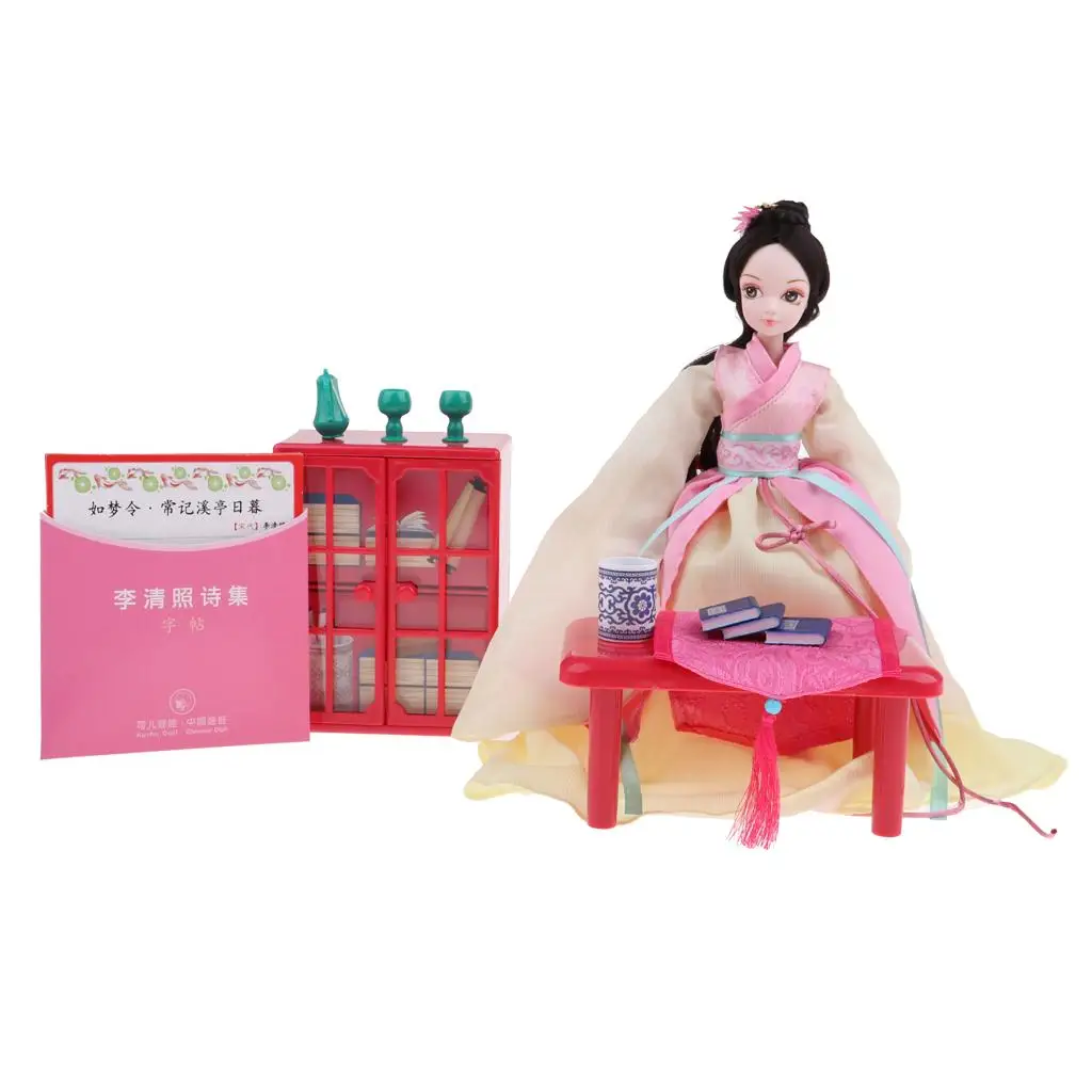 Brinquedo cosplay infantil de 11 polegadas, mini sala de estudo antiga chinesa