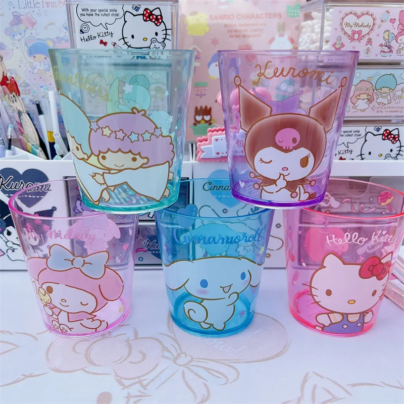 

Kawaii Sanrio Mouthwash Cup Hello Kitty Mymelody Cinnamoroll Kuromi Accessories Cute Anime Pen Holder Transparent Storage Gift