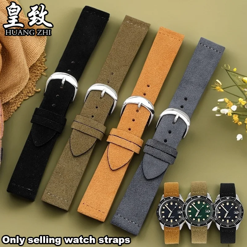 Vintage Cowhide Watch band For Citizen nomos Mido Timex DW Oris Seiko Frosted suede leather Watch Strap Men bracelet 18mm 20mm