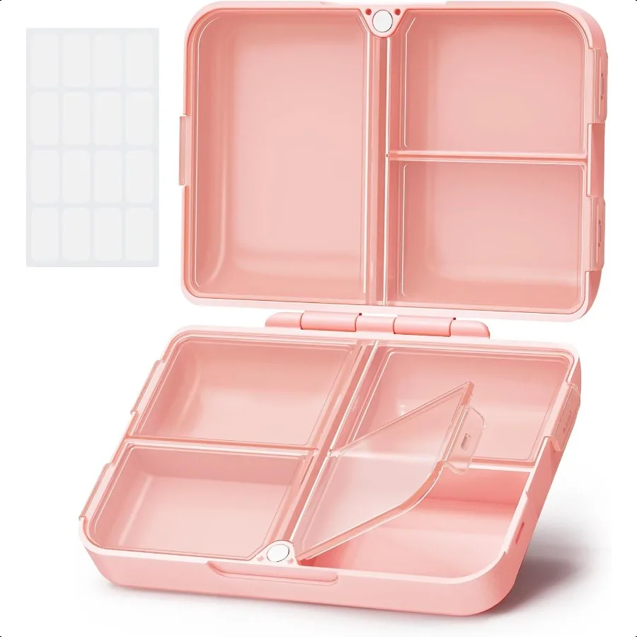 

Daily Pill Organizer Fit with Your Purse or Pocket Compact Travel Pill Box Case with Slim Folding Design and LongLasting Hinges