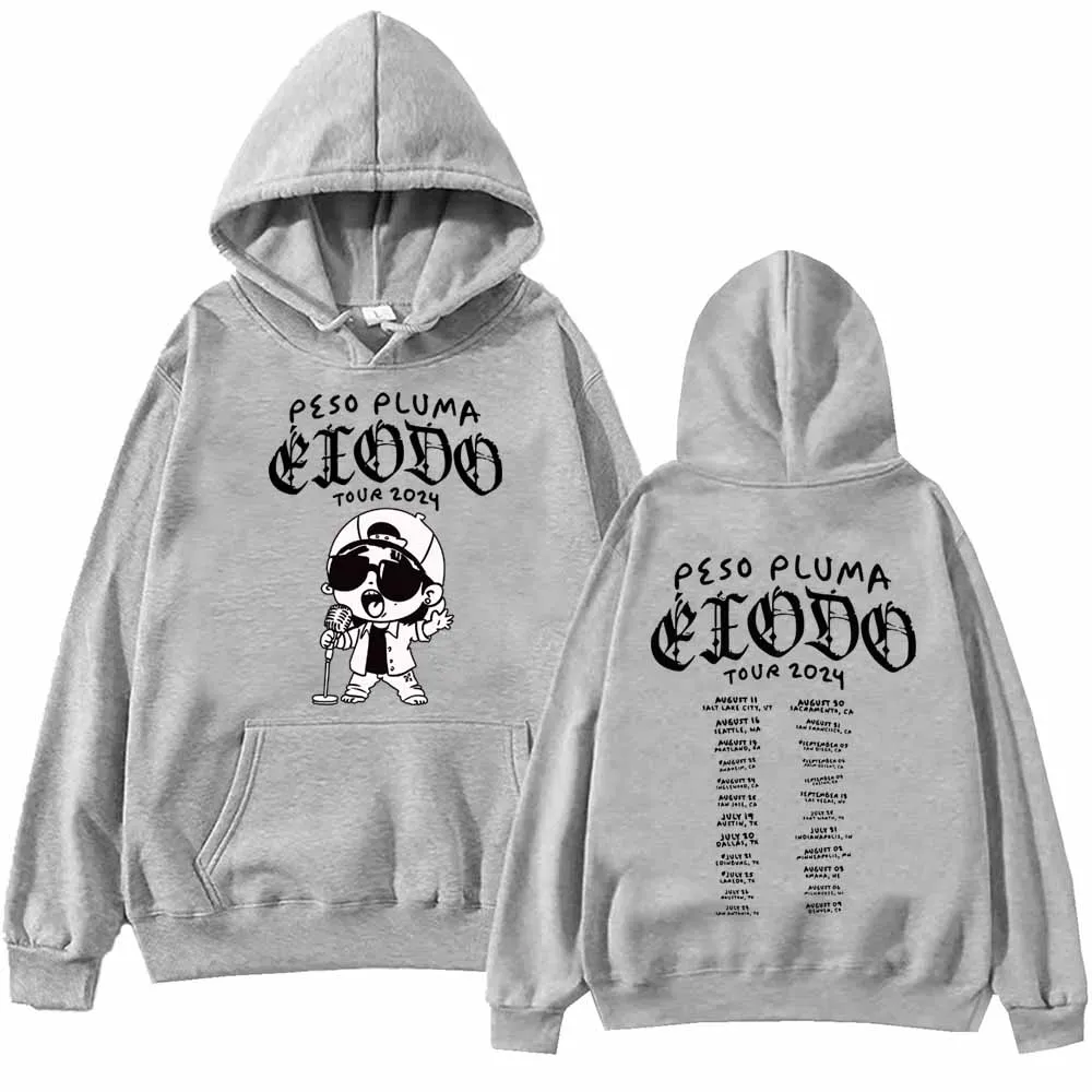 Peso Pluma exodo 2024ทัวร์เสื้อมีฮู้ดฮาราจูกุเสื้อสวมหัวฮิปฮอปยอดนิยมของขวัญแฟนๆ