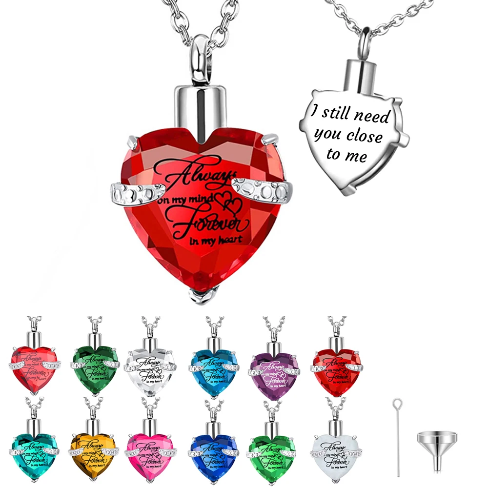 Heart Urn Necklaces for Ashes Always on my mind Forever in m