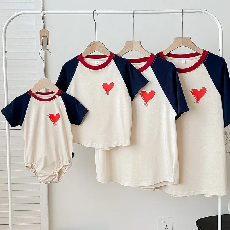 

Parent-child T Shirt Cotton Bear Print Family Matching Clothes Dad Mom Daughter Son Short Sleeve Tee Tops Infant Baby Bodysuit