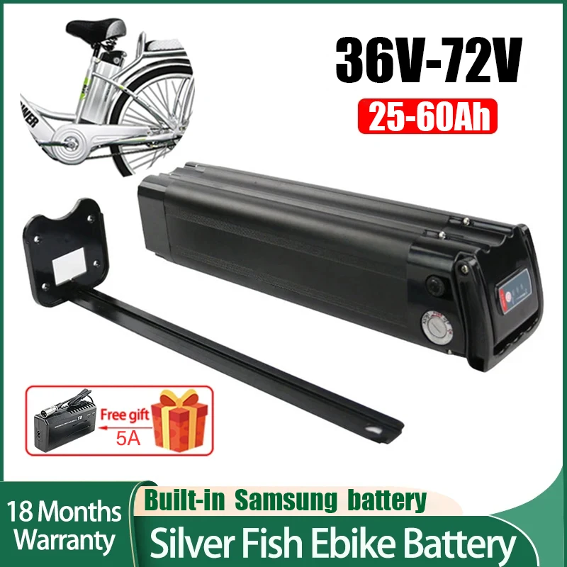 48 volt duotts s26 battery lithium bike battery 48v 20 SilverFish 36v48v52v60v 72v Electric Bike 20ah30ah 40ah 50ah 60ah Battery