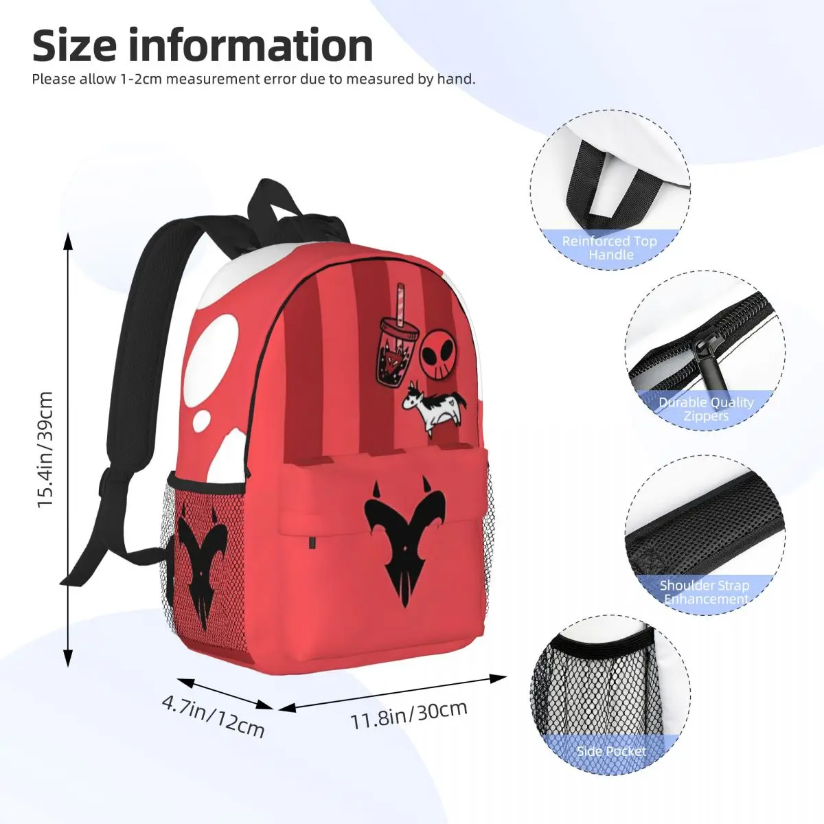 Helluva Boss - Mochila escolar casual leve impressa Blitzo para escola, atividades ao ar livre, compras, escritório 15 polegadas