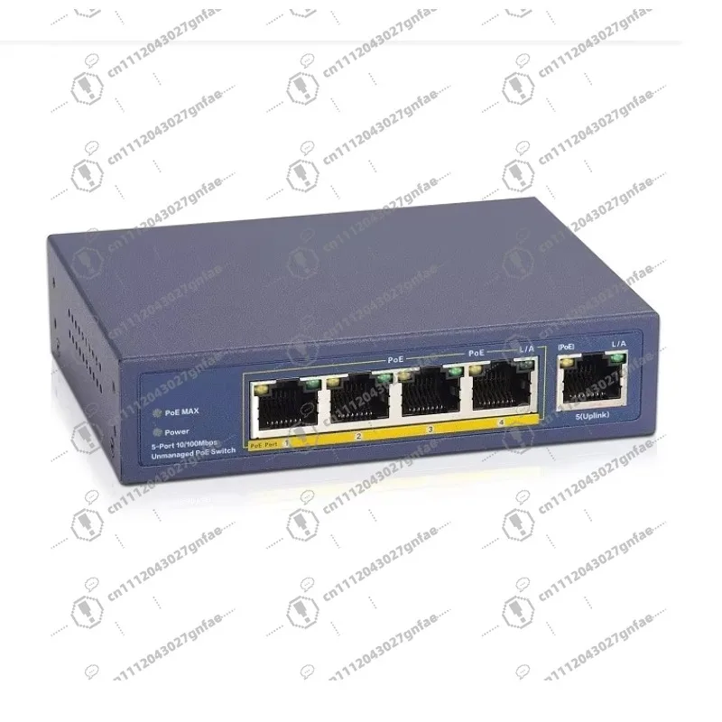 4 ports x 10/100 Mbps PoE switch 1 uplink port with LED indicator