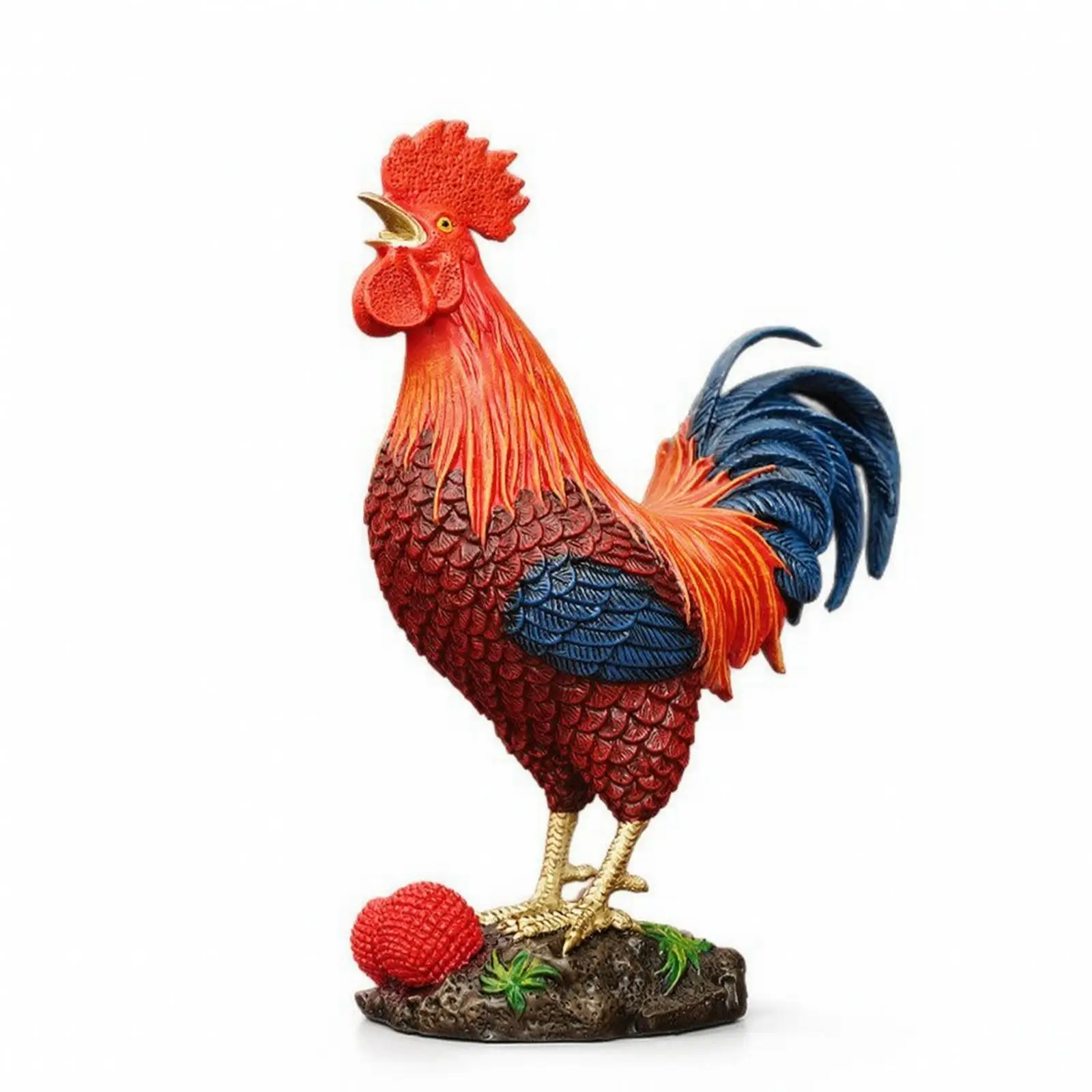 Cockerel Figurine Brass Cockerel Statue Multicolor for Homeowners, Collectors,