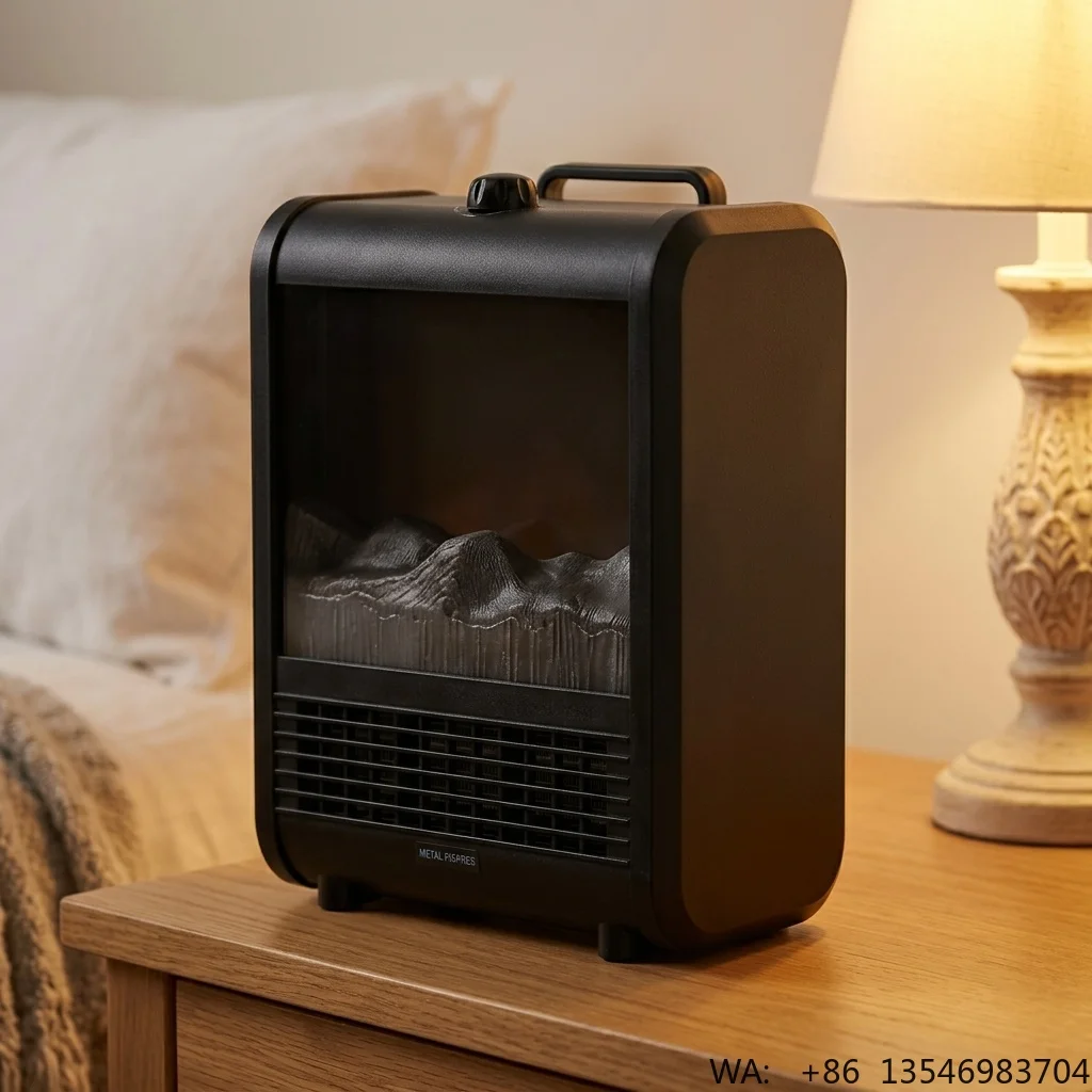 Portable Electric Fireplace Heater 800-1500W Realistic Wood Burning Flame Digital Control Fast Heating Overheat Protection EU