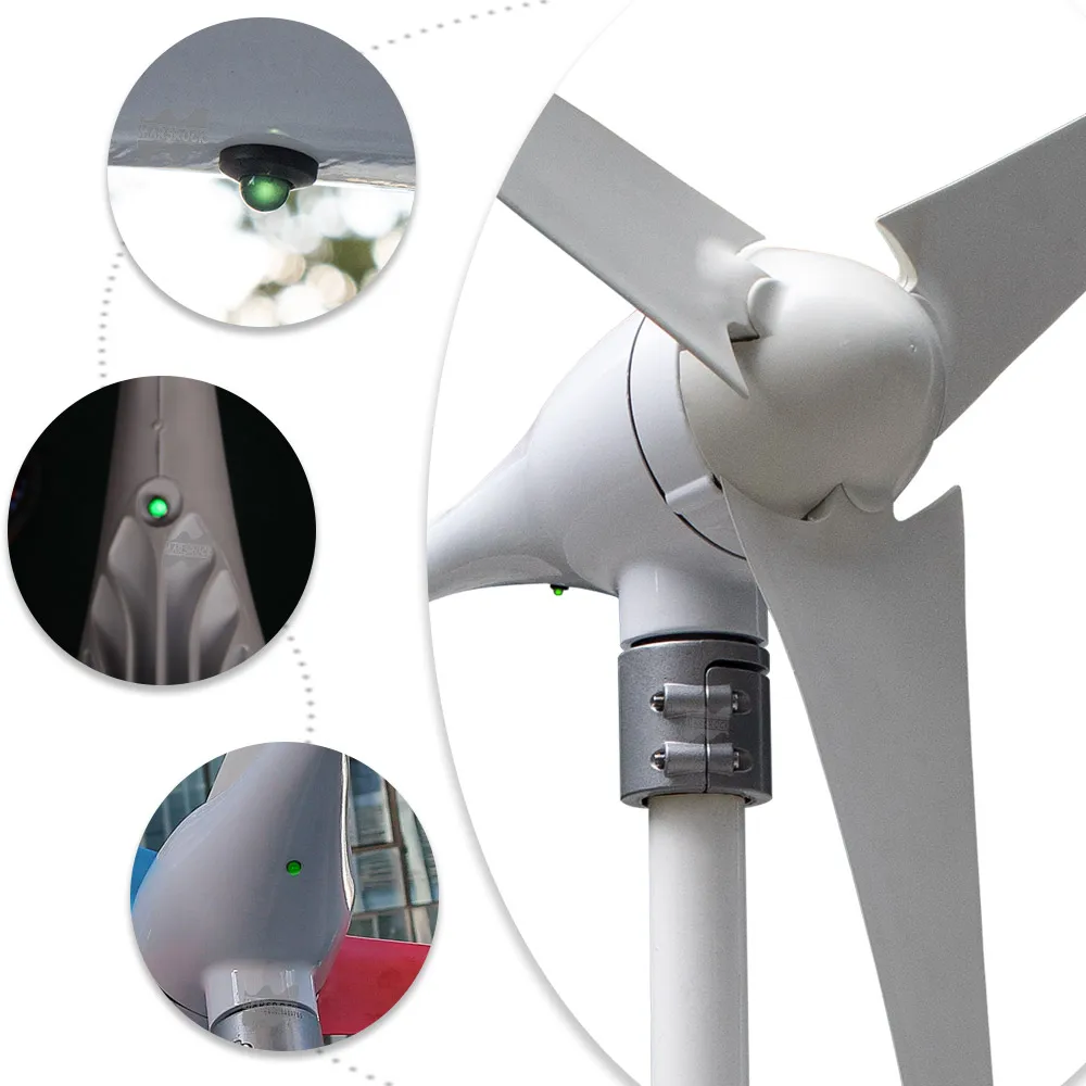 600W or 400W 12V 24V Wind Turbine Gennerator 3/5 Blades 12M/S Low Speed Windmill LED Indicate Light With Free Charge Controller