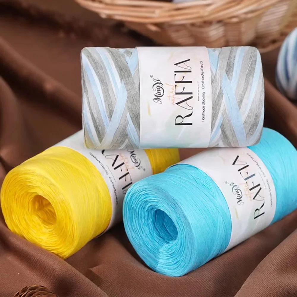 New Multi-Colored Raffia Yarn DIY Hand-Knitted Raffia Cord Lafite Grass Rope Knitting Hats Bag