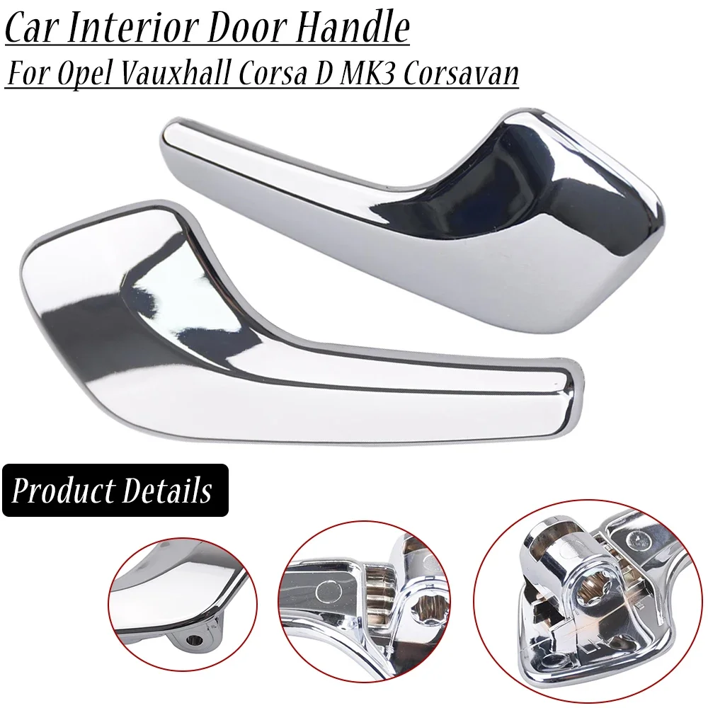 13297814 13297813, Aluminiumbeschichteter Kunststoff-Edelstahl-Innentürgriff, links und rechts, für Opel Corsa D 2006–2014