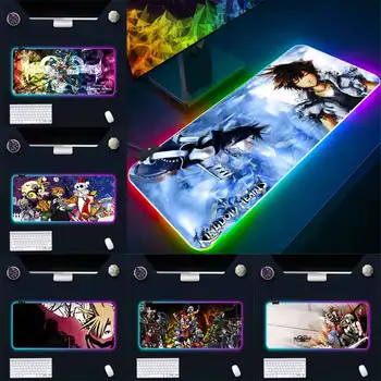 Games k-kingdom hearts RGB Pc Gaming Keyboard Mouse Pad Mousepad LED Glowing Mouse Mat Rubber Gaming Computer Mausepad