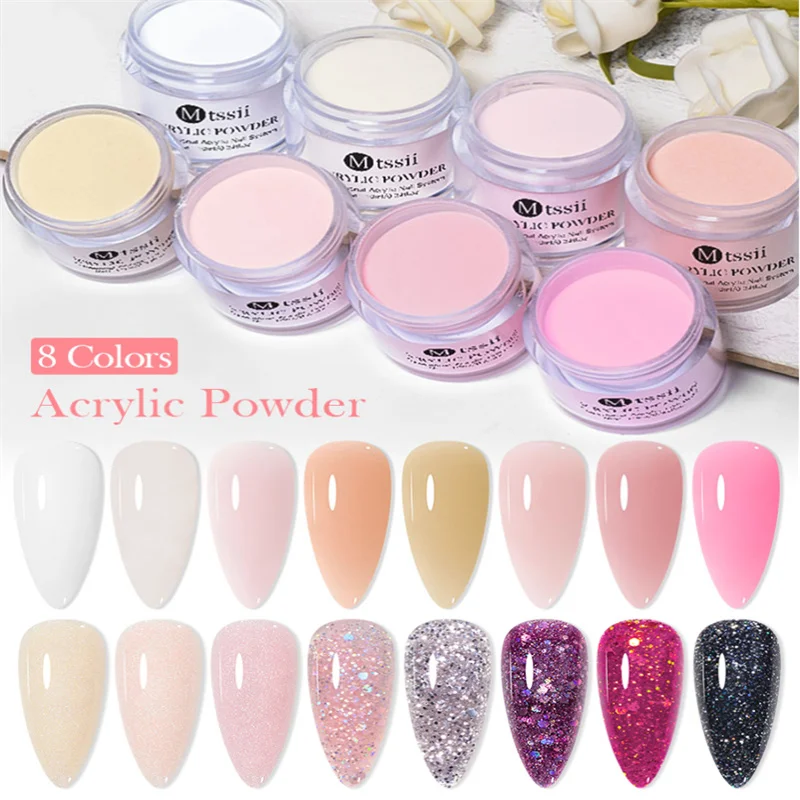 Mtssii 10g Crystal Acrylic Powder and Acrylic liquid monomer Clear White Pink Glitter Acrylic For Nails Nail Art Nail Supplies