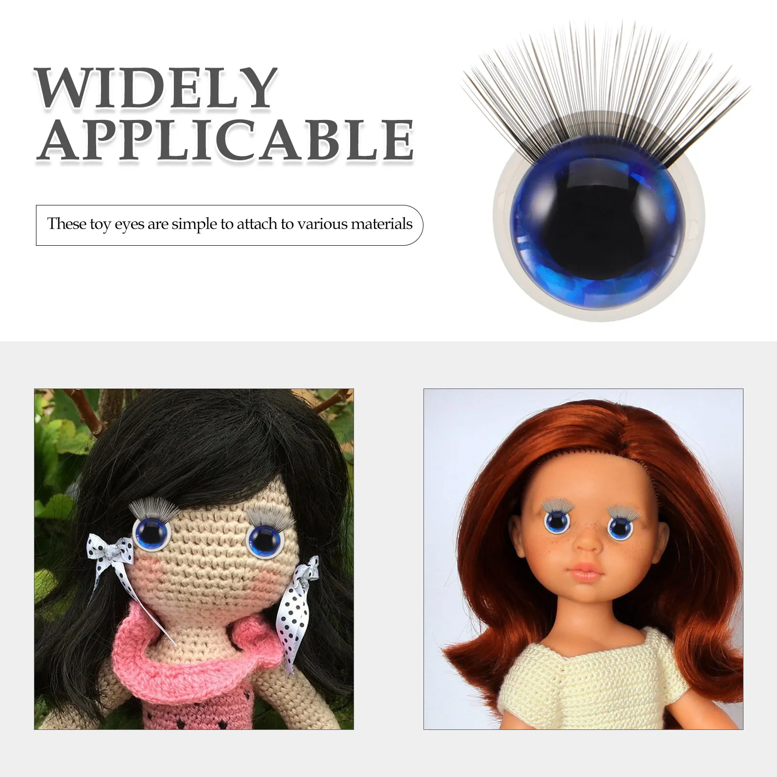 20Pcs 12Mm 16Mm Crocheting Stuffed Animal Eyes Realistic Safety Eyes with Eyelashes for Craft Projects DIY Accessories Eye Kit