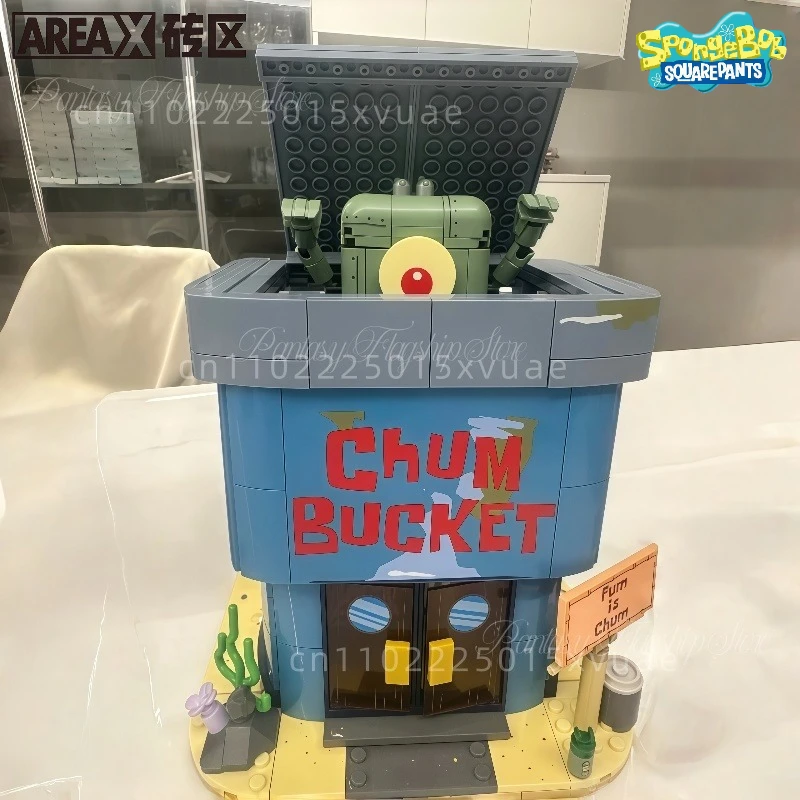 AREAX SpongeBob SquarePants Building Blocks Bikini Bottom Guida Scuola Street View Assemblaggio Giocattolo Modello Regali di festa per bambini