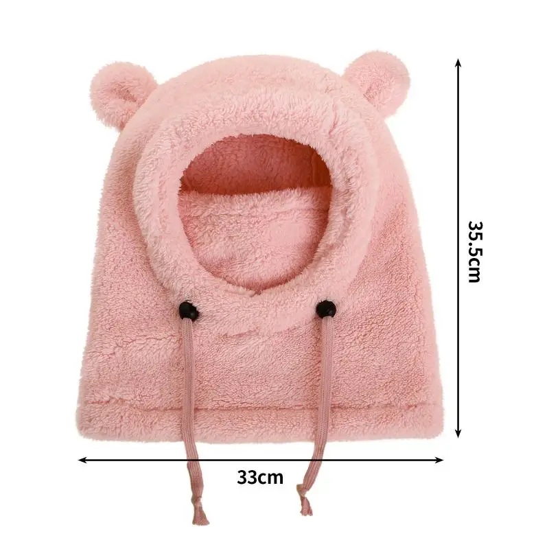 Kid Plush Balaclava Hats Windproof Warm Hat Scarf Adjustable Neck Cover Ear Protection Cap