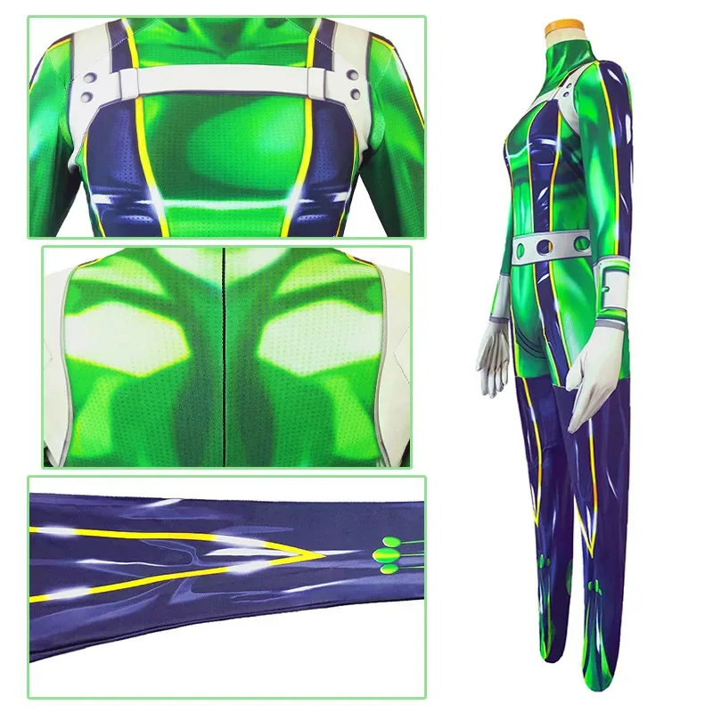 CyAcadem Froppy Tsuyu Asui pelucas de disfraz Cosplay traje Zentai de LICRA mujeres niñas monos Halloween niños y adultos