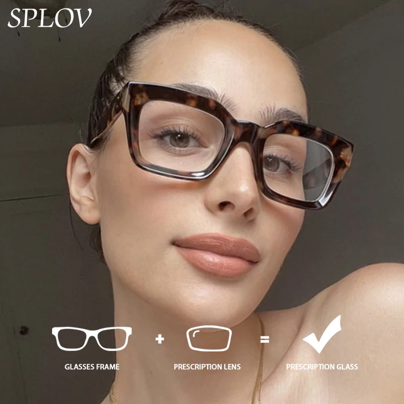 

SPLOV Classic Frame Women's Prescription Glasses Customized HD Lens Anti Blue Light Progressive Prescription Glasses