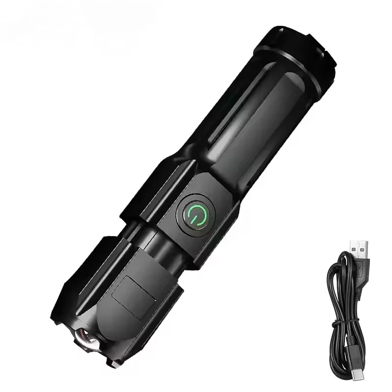 Linterna Ultra Brillante con Batería Integrada, Luz de Emergencia, Alcance de 5 km, 1500 W, Linterna LED Táctica de Alta Potencia